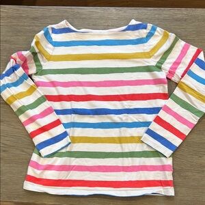 Mini Boden rainbow striped long-sleeve tee. Size 13/14